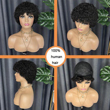 Load image into Gallery viewer, Brazilian Remy Human Hair Wig-180% Density Afro Kinky Curly with Bangs - Shop &amp; Buy
