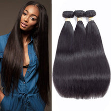 Load image into Gallery viewer, Brazilian Straight Hair Bundles 3 Pcs Virgin Remy Straight Human Hair Bundles 100% Unprocessed Human Hair Bundles Natural Color - Shop &amp; Buy

