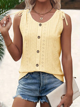 Load image into Gallery viewer, Breezy Eyelet Tank Top - Womens Button-Front Sleeveless Top - Perfect for Summer Casual Wear - Shop &amp; Buy
