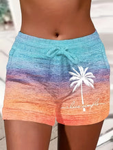 Load image into Gallery viewer, Breezy Tropical Elegance: Versatile Coconut Tree Print Casual Shorts for Women with Elastic Drawstring Waist - Shop &amp; Buy
