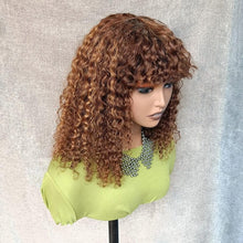 Load image into Gallery viewer, Brown Colored Human Hair Wigs Short Curly Bob Wig Fringe Wig Deep Wave Wigs With Bangs Full Machine Remy Human Hair - Shop &amp; Buy
