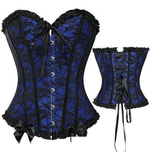 Load image into Gallery viewer, Bustiers &amp; Corsets Floral Lace Trim Steampunk Corset Vintage Boned Overbust Bustier Waist Trainer Shapewear Top Gothic Corselet - Shop &amp; Buy