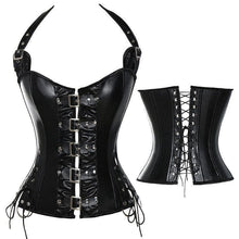 Load image into Gallery viewer, Bustiers &amp; Corsets Leather Overbust Corset Tops with Buckles Steel Boned Steampunk Gothic Bustier Waist Training Corselet Vest - Shop &amp; Buy