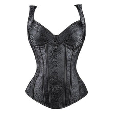 Load image into Gallery viewer, Bustiers &amp; Corsets Overbust Bustier Steampunk Gothic Corset Tops Floral Jacquard Lace Up Boned Waist Trainer Corselet Vest - Shop &amp; Buy
