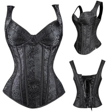 Load image into Gallery viewer, Bustiers &amp; Corsets Overbust Bustier Steampunk Gothic Corset Tops Floral Jacquard Lace Up Boned Waist Trainer Corselet Vest - Shop &amp; Buy
