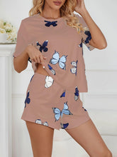 Load image into Gallery viewer, Butterflies in Bloom - Womens Short Sleeve Round Neck Pajama Set with Shorts, Soft Sleepwear &amp; Loungewear - Shop &amp; Buy
