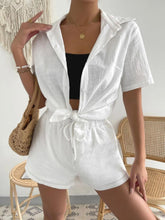 Load image into Gallery viewer, Button Up Short Sleeve Shirt and Drawstring Shorts Set - Shop &amp; Buy

