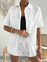 Load image into Gallery viewer, Button Up Short Sleeve Shirt and Drawstring Shorts Set - Shop &amp; Buy
