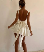 Load image into Gallery viewer, Women New White Sweet &amp;High Streetwear Backless Halter Strap Bowknot A-line Dresses Chic Sweet Hot Party Mini Dress
