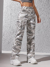 Load image into Gallery viewer, Camo Flap Pockets Straight Jeans, Loose Fit Y2K &amp; Kpop Style Cargo Pants, Womens Denim Jeans &amp; Clothing - Shop &amp; Buy
