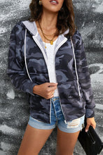 Load image into Gallery viewer, Camouflage Drawstring Detail Zip Up Hooded Jacket - Shop &amp; Buy