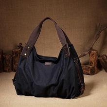 Load image into Gallery viewer, Canvas Hobo Bag Vintage Large Leather Canvas Tote Handbag for Women Top Handle Work Bag with Detachable Shoulder Strap - Shop &amp; Buy