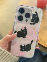 Load image into Gallery viewer, Cartoon shell for iphone 15 pro max 11 13 12 14 promax ins cute black cat flower bracelet imd phone case back cover flower capa - Shop &amp; Buy
