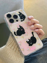 Load image into Gallery viewer, Cartoon shell for iphone 15 pro max 11 13 12 14 promax ins cute black cat flower bracelet imd phone case back cover flower capa - Shop &amp; Buy
