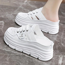 Load image into Gallery viewer, Casual Chic: Breathable Cutout Platform Sneakers, Women Summer Comfort Lace-Up, Round Toe, Durable Microfiber - Shop &amp; Buy
