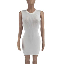 Load image into Gallery viewer, Casual Streetwear Knitted Rib Solid Summer Dress for Women Sexy O Neck Sleeveless Bodycon Mini Club Party Dresses - Shop &amp; Buy
