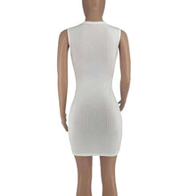 Load image into Gallery viewer, Casual Streetwear Knitted Rib Solid Summer Dress for Women Sexy O Neck Sleeveless Bodycon Mini Club Party Dresses - Shop &amp; Buy
