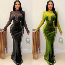 Load image into Gallery viewer, Casual Women Sheer Mesh Party Night Long Dress Slim Diamond Streetwear Clothes For Women - Shop &amp; Buy
