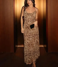 Load image into Gallery viewer, Summer New Woman Dress Leopard Print Sleeveless Vintage Slim Long Dresses Sexy Backless
