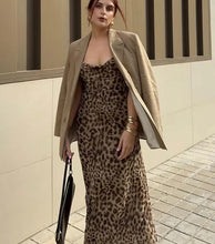 Load image into Gallery viewer, Summer New Woman Dress Leopard Print Sleeveless Vintage Slim Long Dresses Sexy Backless
