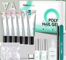 Load image into Gallery viewer, Poly Nail Extension Gel Kit 6 Colors Pink White Nude Tips Gel Clear Nail Art Kit with Brush and Slip Solution Nail Salon
