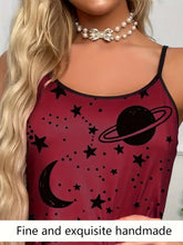 Load image into Gallery viewer, Celestial Dreams - Moon &amp; Star Printed Pajama Set with Frilly Lettuce Trim, Backless Cami Top &amp; Elastic Shorts - Shop &amp; Buy
