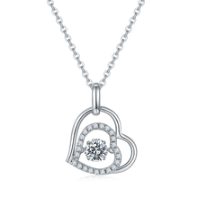 Load image into Gallery viewer, Certified 0.50ct D Color VVS1 Moissanite Halo Dancing Diamond Pendant Necklace in 925 Sterling Silver Gift For Her - Shop &amp; Buy
