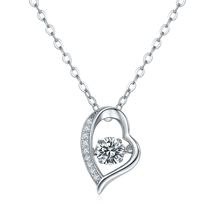 Load image into Gallery viewer, Certified 0.50ct D Color VVS1 Moissanite Halo Dancing Diamond Pendant Necklace in 925 Sterling Silver Gift For Her - Shop &amp; Buy