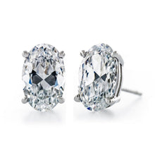 Load image into Gallery viewer, Certified VVS1 Moissanite Solitaire Stud Earrings Push Back 4 prongs Oval Brilliant Cut Moissanite Silver Earrings - Shop &amp; Buy
