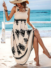 Load image into Gallery viewer, Charming Floral Print A-line Dress with Wide Straps - Flirty Shirred Bust for Vacation Style - Shop &amp; Buy
