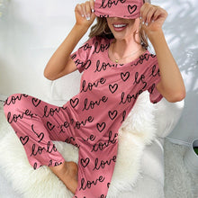 Load image into Gallery viewer, Charming Heart-Themed Womens Pajama Set - Cozy Short Sleeve Top &amp; Comfy Lounge Pants - Shop &amp; Buy
