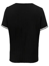 Load image into Gallery viewer, Charming Lace Trim Asymmetrical Blouse - Flattering Short Sleeve, Fashion-Forward Style - Shop &amp; Buy
