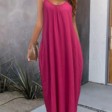 Load image into Gallery viewer, Charming Solid Pocketed Spaghetti Strap Maxi Dress - Lightweight &amp; Flowy Summer Cami Style - Shop &amp; Buy
