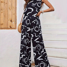 Load image into Gallery viewer, Chic Abstract Tank Top &amp; Wide-Leg Pantsuit Set – Asymmetrical Hem, Relaxed Fit, Elastic Waist - Shop &amp; Buy
