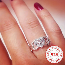 Load image into Gallery viewer, Chic &amp; Elegant 925 Sterling Silver Ring - Sparkling Zirconia in Heart &amp; Infinity Design - Shop &amp; Buy
