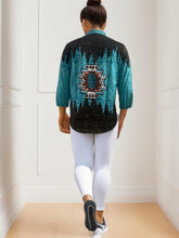 Load image into Gallery viewer, Chic Aztec Print Blouse - Fashion Button Front, Mock Neck, Long Sleeve Design - Shop &amp; Buy
