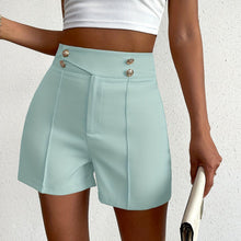 Load image into Gallery viewer, Chic Button-Accentuated High-Rise Shorts – Flattering Ruched Detail – Perfect for Spring &amp; Summer - Shop &amp; Buy
