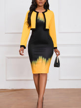 Load image into Gallery viewer, Chic Color Block Dress Set - Stylish Crop Jacket &amp; Sleeveless Bodycon Dress Outfit - Shop &amp; Buy
