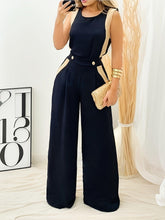 Load image into Gallery viewer, Chic Color Block Womens Pant Set - Summer Elegant Crew Neck Tank &amp; Button-Detail Wide Leg Pants Outfit - Shop &amp; Buy
