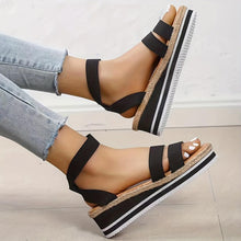 Load image into Gallery viewer, Chic Colorblock Women&#39;s Casual Sandals - Platform Design, Easy Slip-On, Strappy Detail - Shop &amp; Buy
