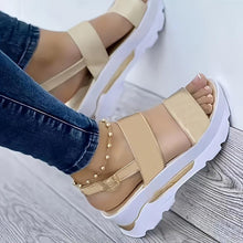 Load image into Gallery viewer, Chic Comfort Sandals for Women - Cushioned Insole, Adjustable Ankle Strap - Versatile Low Wedge for Casual Summer Style - Shop &amp; Buy
