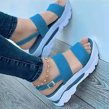 Load image into Gallery viewer, Chic Comfort Sandals for Women - Cushioned Insole, Adjustable Ankle Strap - Versatile Low Wedge for Casual Summer Style - Shop &amp; Buy
