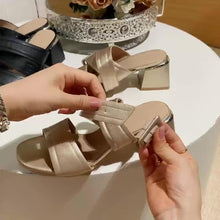 Load image into Gallery viewer, Chic Cross-Strap Slingback Sandals - Chunky Heel &amp; Ankle Buckle - Elegant Footwear for Parties and Casual Outfits - Shop &amp; Buy
