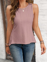 Load image into Gallery viewer, Chic Eyelet Crew Neck Tank Top - Breezy Sleeveless Design for Effortless Summer Style - Shop &amp; Buy
