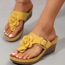 Load image into Gallery viewer, Chic Floral-Embellished Wedge Sandals for Women - Comfortable Soft-Sole Beach Slides - Shop &amp; Buy
