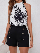 Load image into Gallery viewer, Chic Floral Halter Top &amp; Button-Trimmed Shorts Outfit Set - Lightweight Summer Wear - Shop &amp; Buy
