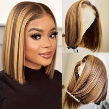 Load image into Gallery viewer, Chic Glueless Bob Wig - Pre-Cut Ombre Highlight Human Hair with 180% Density, HD Lace Front &amp; 4x4 Closure - Effortless Wear - Shop &amp; Buy
