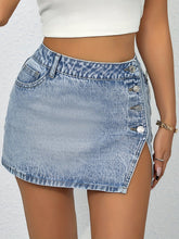 Load image into Gallery viewer, Chic High Waist Denim Skirt with Glamorous Side Split - Trendy Mini for Summer Casual Street Style - Shop &amp; Buy
