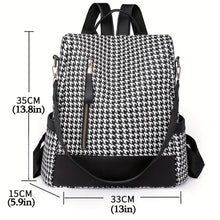 Load image into Gallery viewer, Chic Houndstooth Backpack - Versatile Multi-pocket Design for Work, Study &amp; Travel - Shop &amp; Buy
