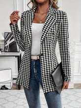Load image into Gallery viewer, Chic Houndstooth Blazer for Women - Fashionable Button Front, Stylish Lapel Collar, Versatile Long Sleeves - Perfect Casual Everyday Wear with Premium Quality Print Design - Shop &amp; Buy
